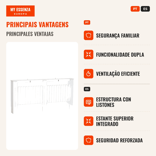 Cobertura Radiador com Desenho Moderno de MDF com Prateleira Superior para Sala de Estar Dormitório Escritório 172x19x81 cm Branco