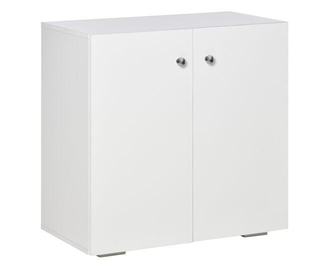 Aparador de salón con 2 puertas y estantes |, blanco, 70x39x70 cm