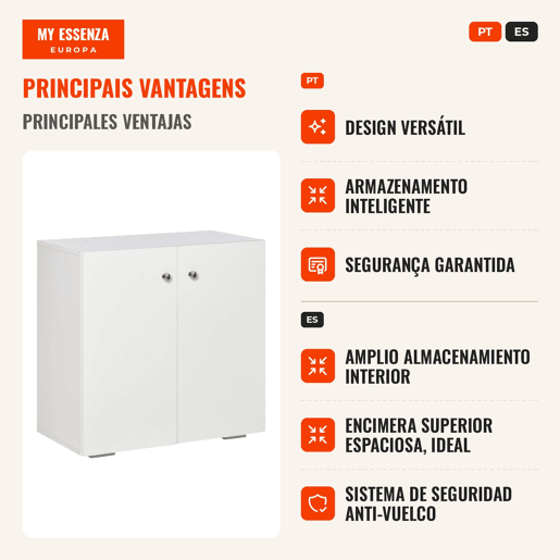 Aparador de Sala de Estar com 2 Portas Armário Auxiliar com 2 Prateleiras para de Livros Roupa Brinquedos Estilo Moderno 70x39x70cm Branco Aparador de Sala de Estar com 2 Portas Armário Auxiliar com 2 Prateleiras para de Livros Roupa Brinquedos Estilo Moderno 70x39x70cm Branco