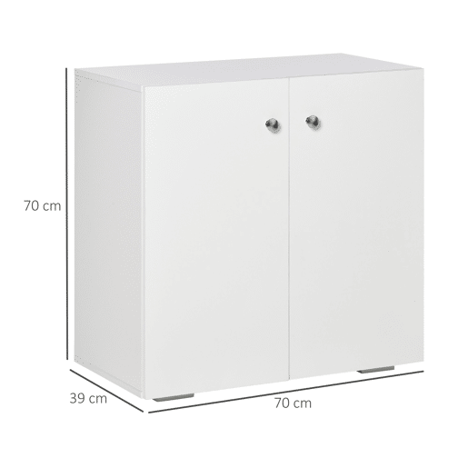 Aparador de Sala de Estar com 2 Portas Armário Auxiliar com 2 Prateleiras para de Livros Roupa Brinquedos Estilo Moderno 70x39x70cm Branco Aparador de Sala de Estar com 2 Portas Armário Auxiliar com 2 Prateleiras para de Livros Roupa Brinquedos Estilo Moderno 70x39x70cm Branco