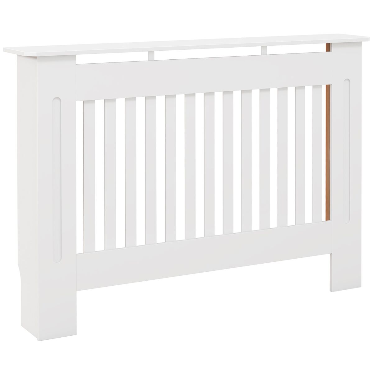 Cubierta para radiador de diseño moderno en mdf con estante superior para salón, dormitorio y oficina 112x19x81cm blanco