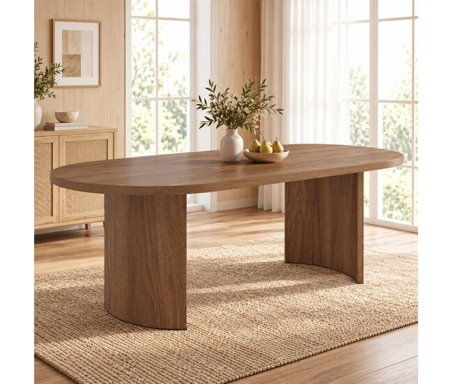 Bordes Roble Mesa de comedor 200 × 90 cm, para 6–8 personas. Bordes redondeados ...
