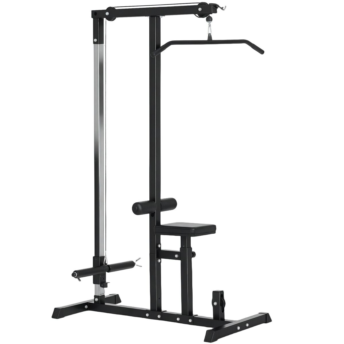 Estación multifunción de musculación con polea y asiento ajustable, negro, 107x120x190 cm