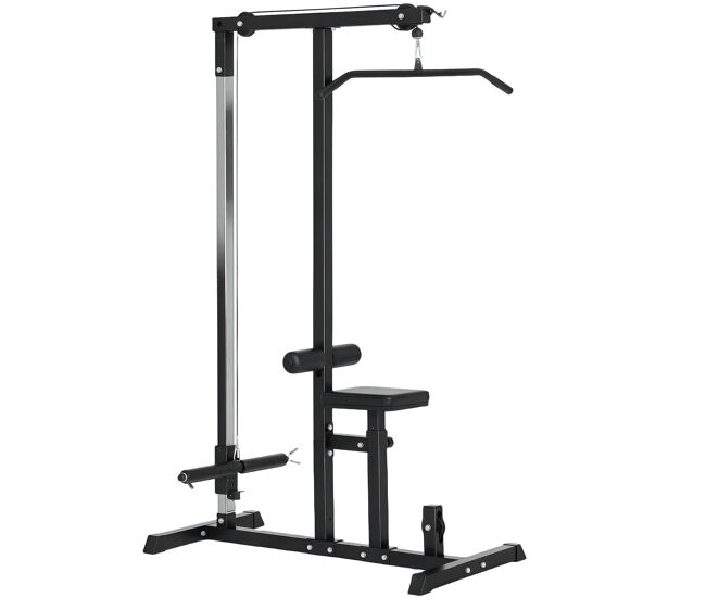 Estación multifunción de musculación con polea y asiento ajustable, negro, 107x120x190 cm