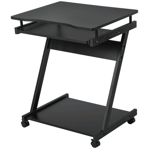 Secretária para computador com rodas, com prateleira Secretária para computador com rodas, com prateleira
