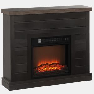 Lareira Elétrica 1800W Decorativa com Efeito de Chama Realista Controlo Remoto Temporizador Semanal Proteção Contra Sobreaquecimento para Ambientes de 30 m² 96,5x22x81,7 cm Marrom Acinzentado