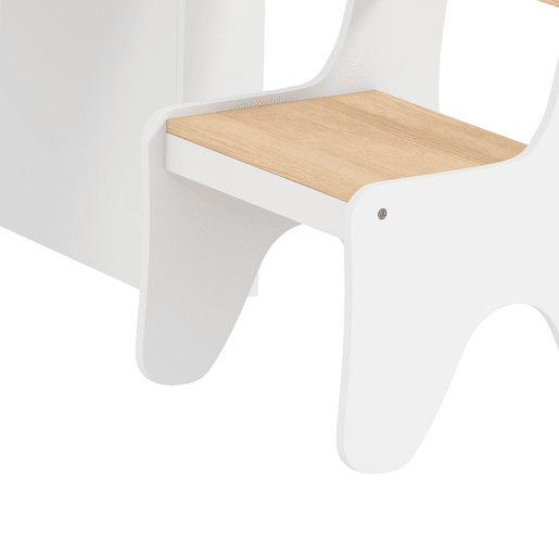 AIYAPLAY Mesa e Cadeira Infantil, Conjunto de 2 Peças com Estante e Gaveta, para Ler e Desenhar, Branco e Madeira AIYAPLAY Mesa e Cadeira Infantil, Conjunto de 2 Peças com Estante e Gaveta, para Ler e Desenhar, Branco e Madeira