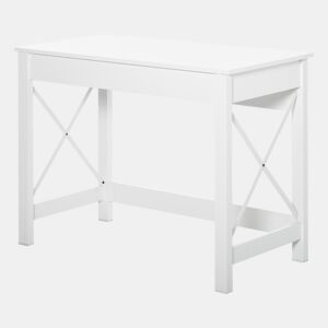Secretária Moderna, Mesa de Estudo e Computador com Estrutura de Aço 105x50x76 cm Branco