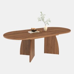 Mesa de jantar extensível 150200×90 cm, para 6-8 pessoas, cantos arredondados, estilo simples, cor nogueira