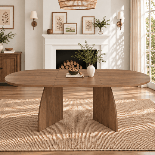 Mesa de jantar extensível 150200×90 cm, para 6-8 pessoas, cantos arredondados, estilo simples, cor nogueira Mesa de jantar extensível 150200×90 cm, para 6-8 pessoas, cantos arredondados, estilo simples, cor nogueira