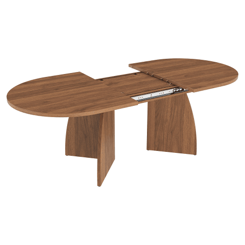 Mesa de jantar extensível 150200×90 cm, para 6-8 pessoas, cantos arredondados, estilo simples, cor nogueira Mesa de jantar extensível 150200×90 cm, para 6-8 pessoas, cantos arredondados, estilo simples, cor nogueira