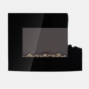 Lareira Elétrica de Parede com Potência 9001800W Controlo Remoto Efeito de Chama Realista em 7 Cores 65x11,4x52cm Preto