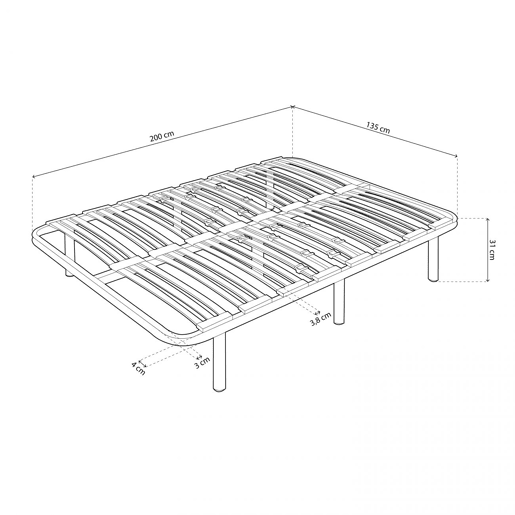 Base de cama de ripas RX Diamond 135x200 cm Base de cama de ripas RX Diamond 135x200 cm