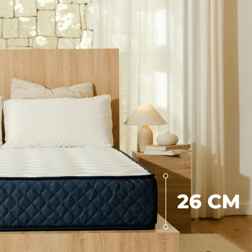 Colchão Viscoelástico Mulhacén DualSense Nalui reversível com tecido Aloe Vera, firmeza média-alta azul