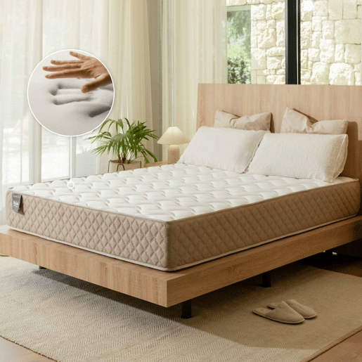Colchão Viscoelástico Mulhacén DualSense Nalui reversível com tecido Aloe Vera, firmeza média-alta Beige