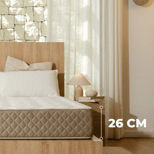 Colchão Viscoelástico Mulhacén DualSense Nalui reversível com tecido Aloe Vera, firmeza média-alta Beige
