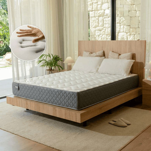 Colchão Viscoelástico Mulhacén DualSense Nalui reversível com tecido Aloe Vera, firmeza média-alta Gris