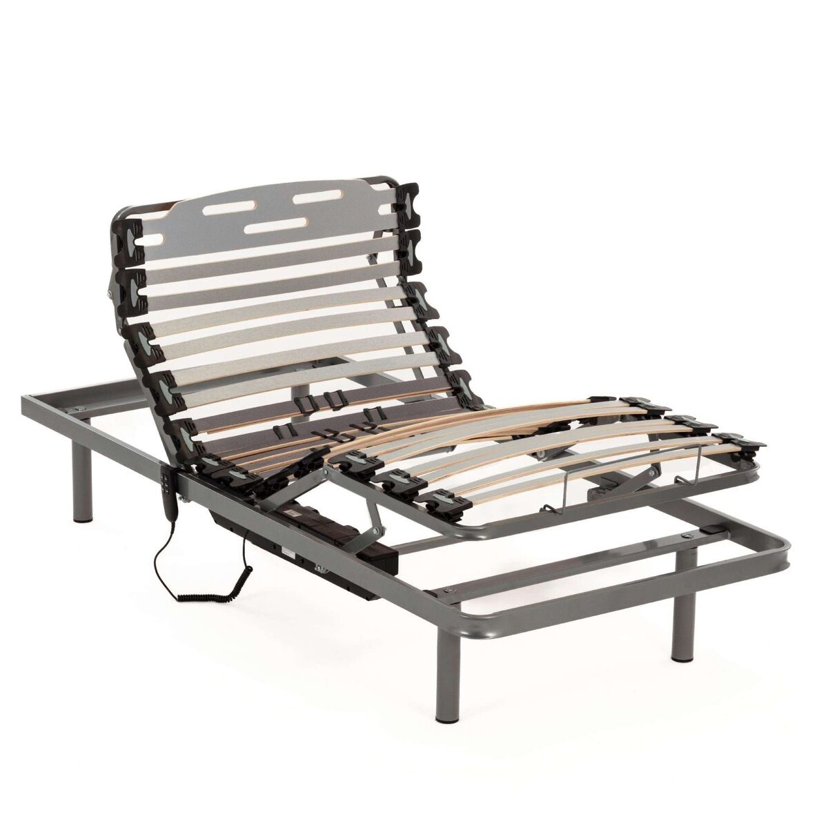 Somier articulado procare nalui 135x190 con mando procare, 11 láminas madera de haya de 10 cm y estructura de acero