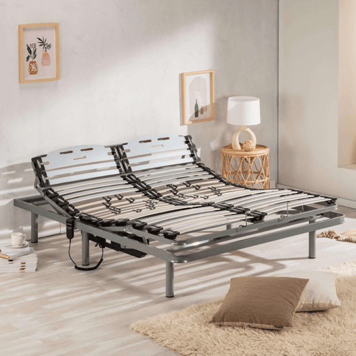 Estrado Cama Articulado ProCare Nalui com comando e estrutura em aço Gris