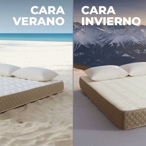 Colchão Viscoelástico Mulhacén DualSense Nalui reversível com tecido Aloe Vera, firmeza média-alta Beige