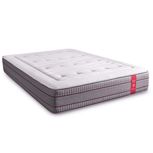 Colchão híbrido 150x190 cm Scarlet - +- 26 cm - Firmeza média - Molas ensacadas + espuma viscoelástica - Respirável - Zonas de sono independentes