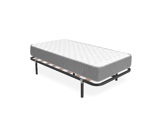 Pack somier lama ancha con colchón viscoelástico con muelles aurea 90 x 190 cm altura 27cm firmeza media alta tejido transpirable y antiacaros