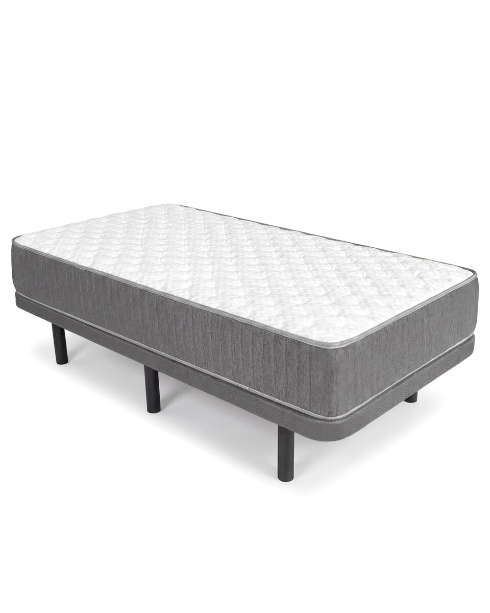 Pack base tapizada dollie con colchón viscoelástico con muelles aurea 90 x 190cm altura 27cm firmeza media alta tejido transpirable y antiacaros