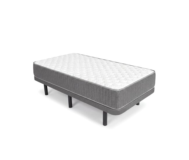 Pack base tapizada dollie con colchón viscoelástico con muelles aurea 90 x 190cm altura 27cm firmeza media alta tejido transpirable y antiacaros