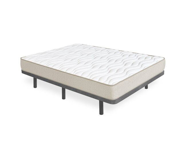 Pack base tapizada dollie con colchón viscoelástico nova plus 90 x 190 cm altura 20 cm firmeza media alta tejido transpirable y antiacaros