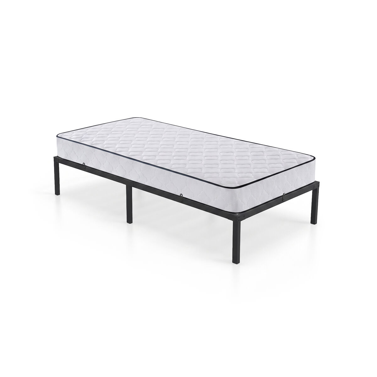 Estructura de cama plegable de metal con colchón somier de lamas 100x200 cm negro cama de invitados 6 patas 10 lamas