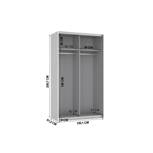 Roupeiro NEVADA portas deslizantes 120x209cm branco