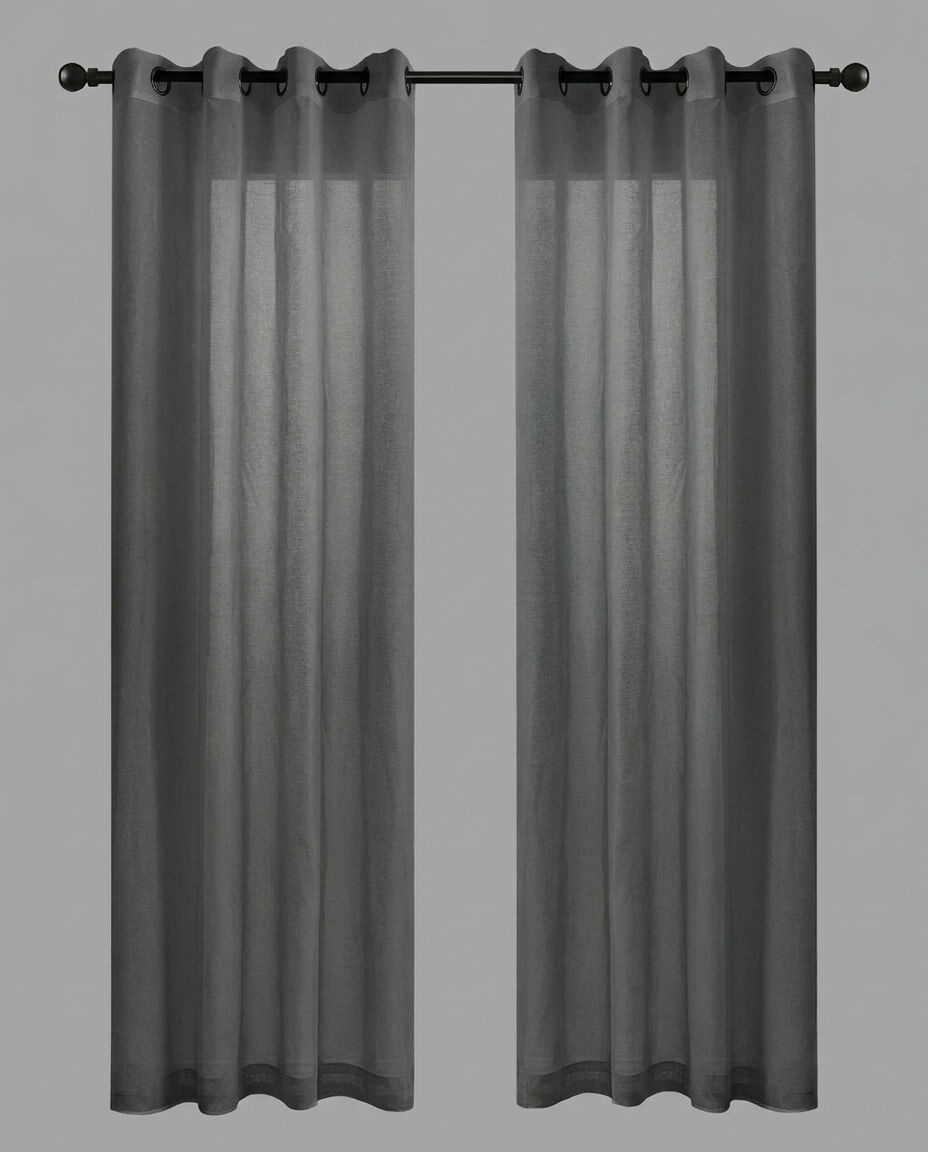 Set de 2 visillos mali 140x260cm color gris
