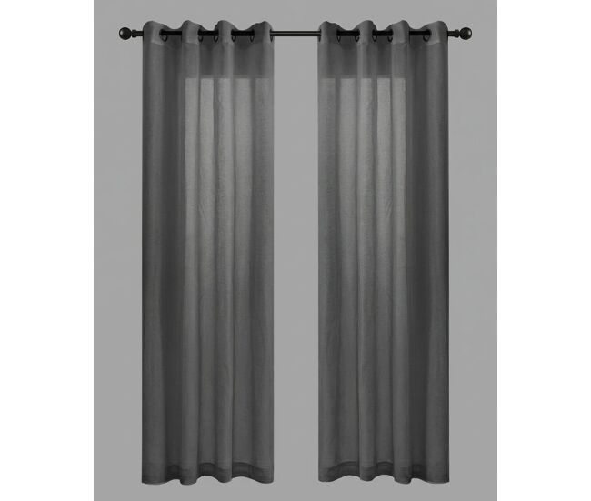 Set de 2 visillos mali 140x260cm color gris