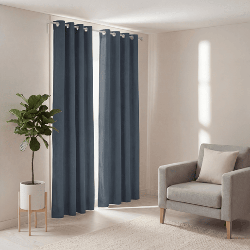 Cortina de poliéster PANAMA 140x260cm cor azul
