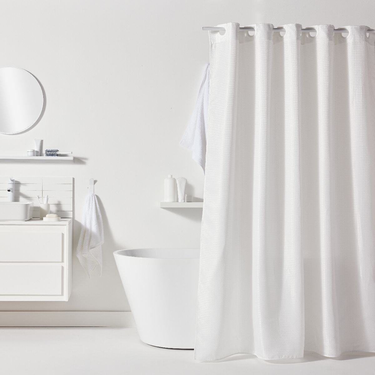Cortina baño jacquard 180x200cm color blanco