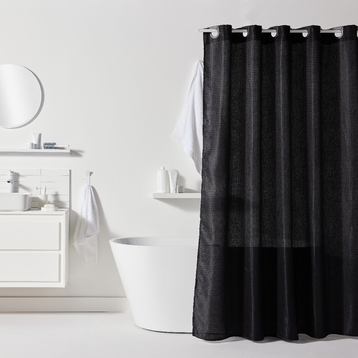 Cortina baño jacquard 180x200cm color negro
