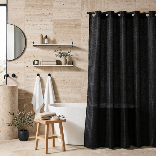 Cortina de banho JACQUARD 180x200cm preto