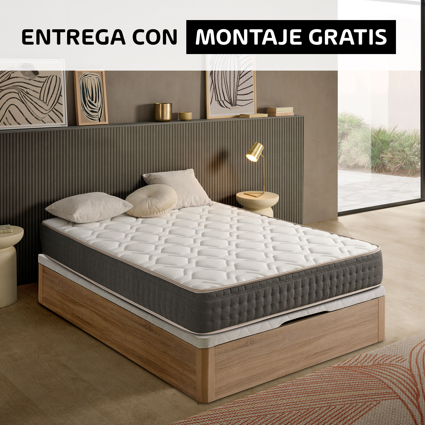 Pack ESTANDAR visco y canapé madera SOMNALIS