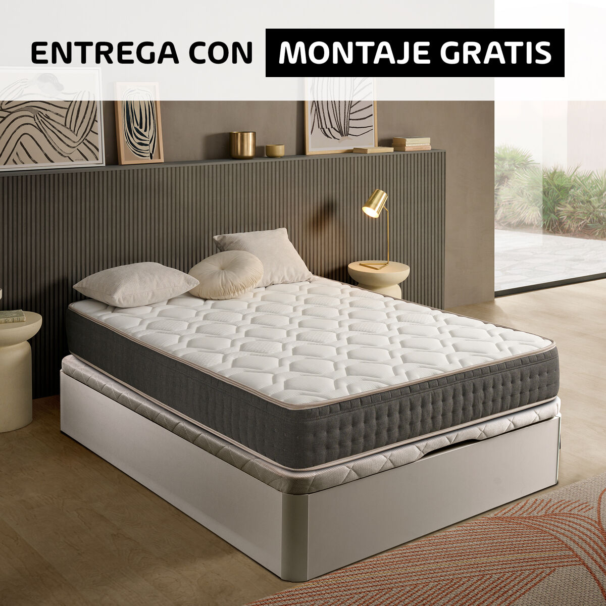 Pack ESTANDAR visco y canapé blanco SOMNALIS