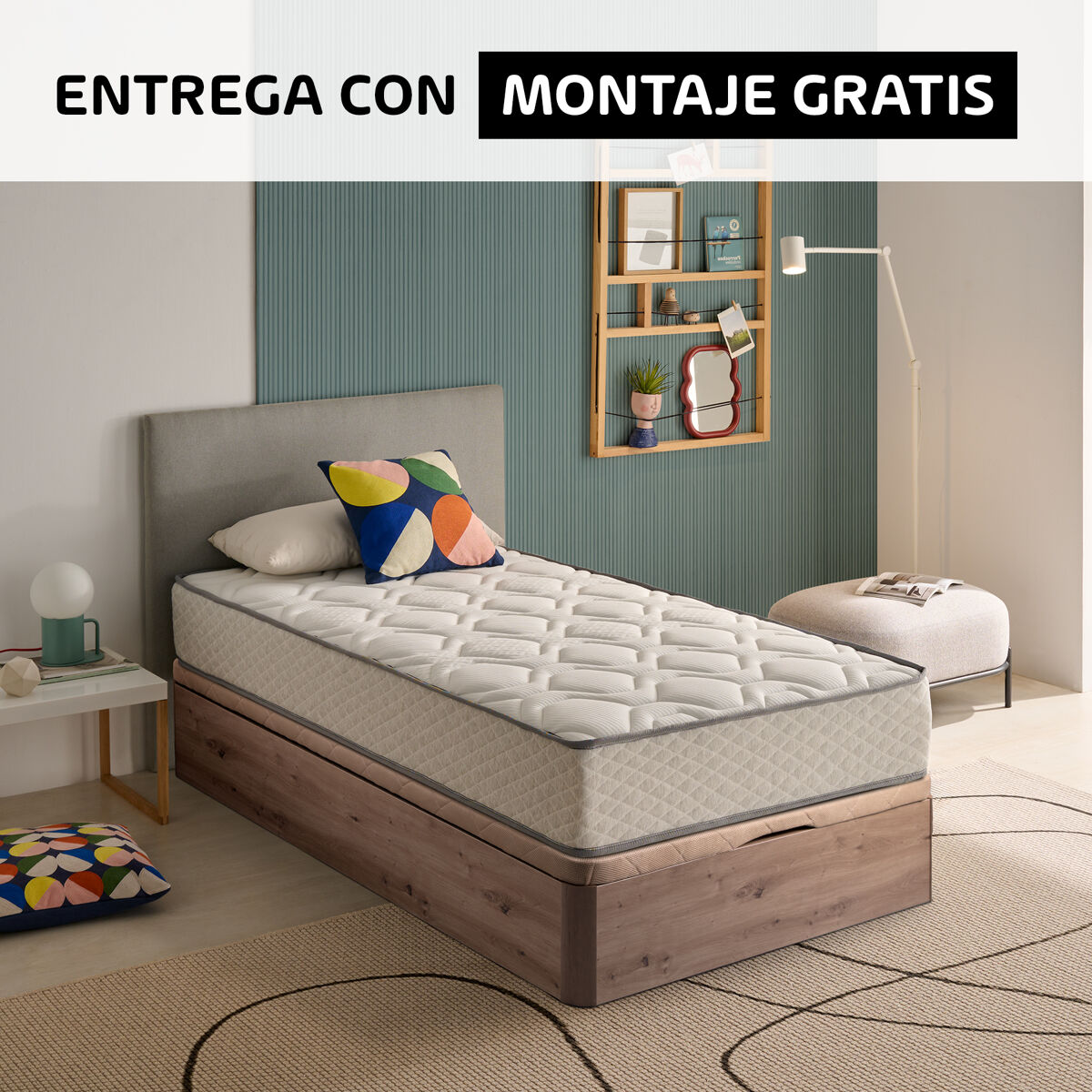 Pack SPRING muelles con visco y canapé roble SOMNALIS