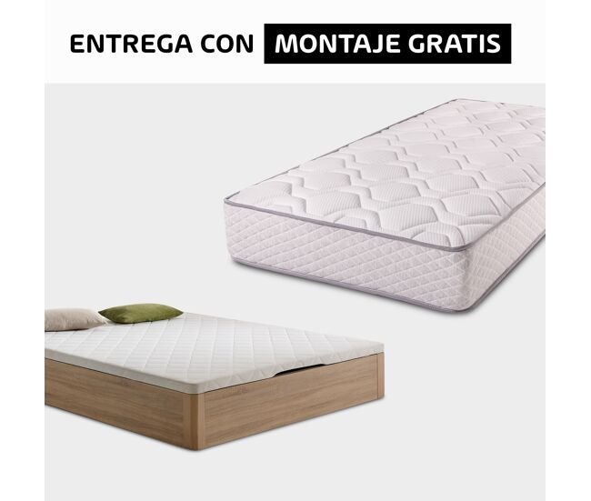 Pack spring 150x190cm muelles y visco y canapé madera somnalis