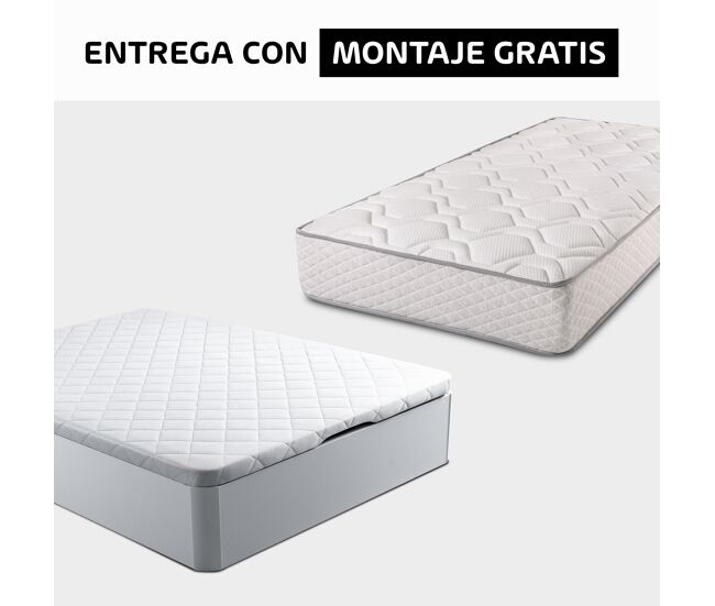Pack spring 135x190cm muelles y visco y canapé blanco somnalis