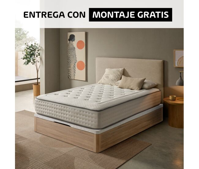 Pack one 90x190cm muelles y visco y canapé madera somnalis
