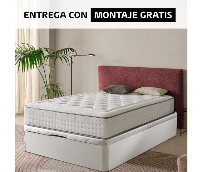 Pack one 90x190cm muelles y visco y canapé blanco somnalis