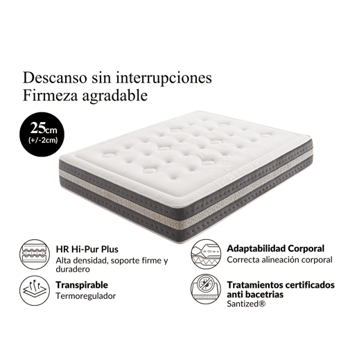 Colchão visco POLAR COOL 200x150cm SOMNALIS 25cm