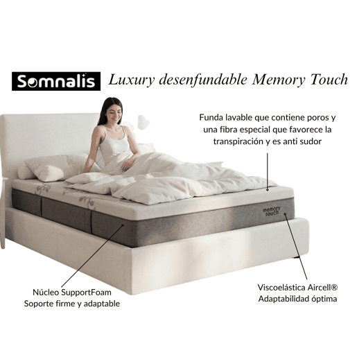 Colchão visco luxe desenfundable MEMORY TOUCH 180x200cm SOMNALIS