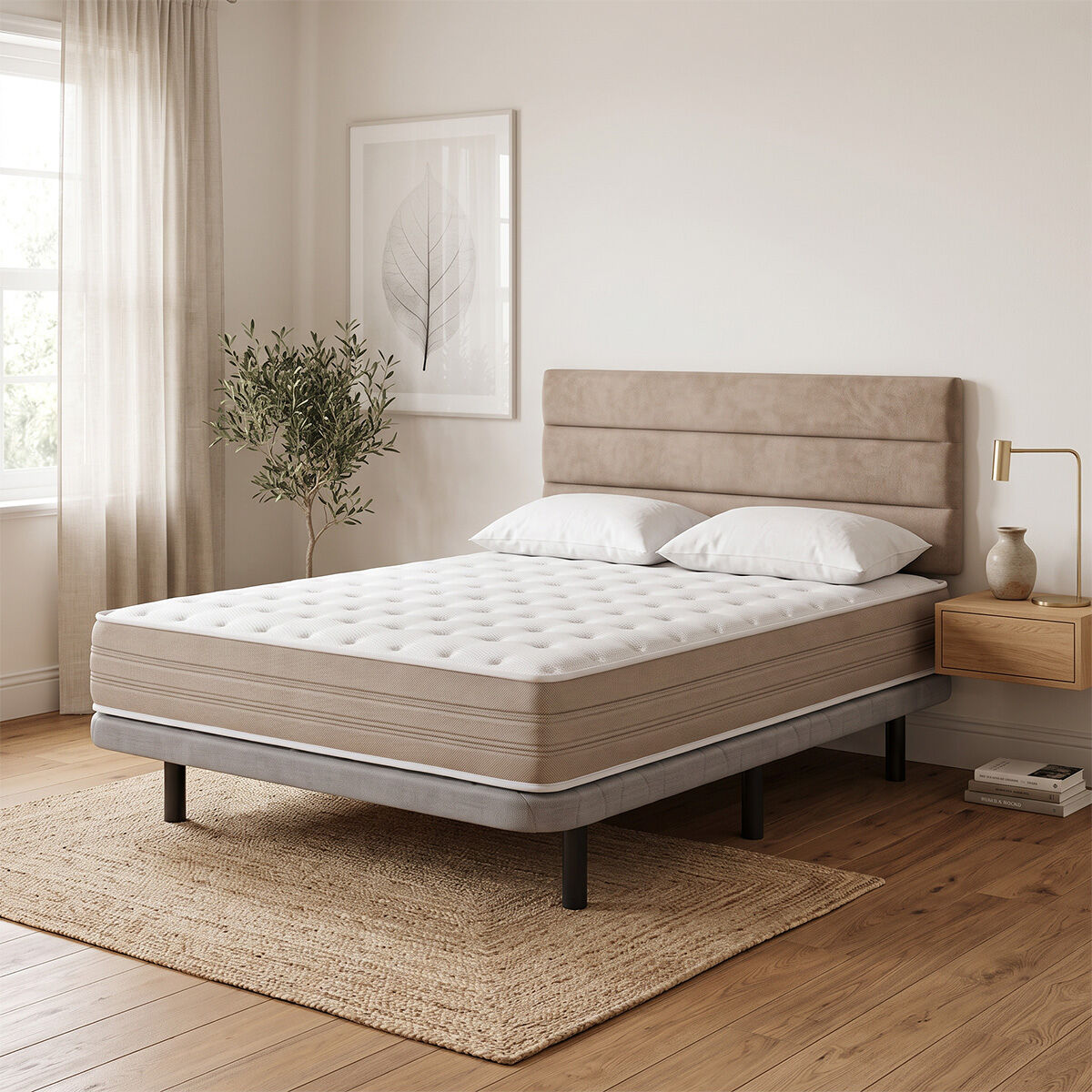 Pack colchón pocket duo y base titan gris 90x190cm