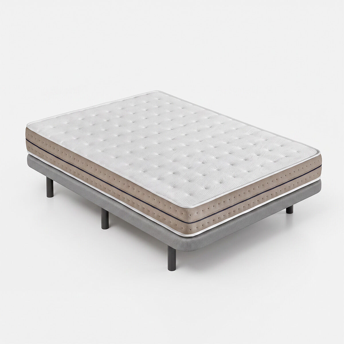 Pack colchón pocket cloud con base titan gris 90x200cm