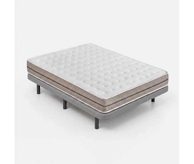 Pack colchón pocket cloud con base titan gris 90x200cm