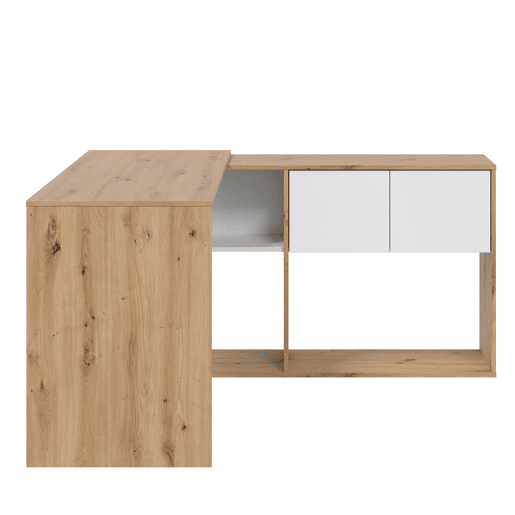 Mesa de escrita modular Beja 2 portas 2 compartimentos, madeirabranco, 108 cm